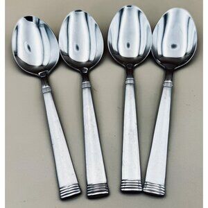 4 Wallace Stainless NAPOLI FROST Oval Soup Spoons 18/10 Flatware Set